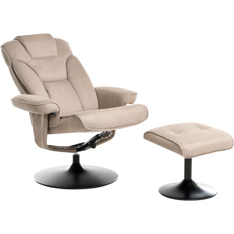 Sillón reclinable moderno giratorio con tapizado de poliéster reposapiés oficina gris pardo Nyks (1/5)