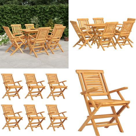 7-tlg. Garten-Essgruppe Massivholz Teak - Holztisch - Gartentisch - Essgruppe - Gartenmöbelset - Teakholz - Home & Living