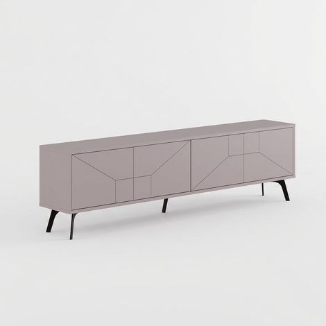 TV-Lowboard Dune aus Holz mit Türen und Regalböden - Grau (1/4)