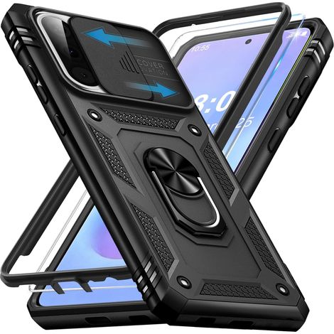Coque pour Samsung Galaxy A57 5G avec Verre Trempé, 360° Antichoc Étui de Militaire Protection Anneau Support Renforcée Armure Telephone Housse pour Samsung A57 5G Case (Noir) (1/5)