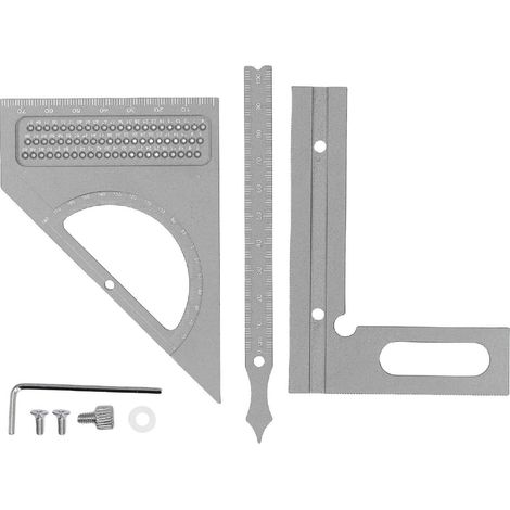 Équerre multifonctionnelle pour bois - Équerre à angle ajustable aluminium 180°, protracteur gradué et outils inclus (1/5)