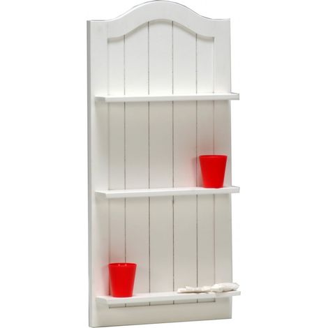 Le Quai Des Affaires – Étagère murale 3 tablettes – Sapin massif et panneau de particules – Blanc laqué – Dimensions 43x9x89 cm – À monter soi-même