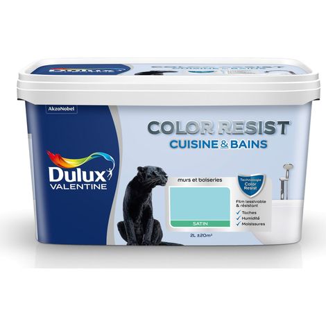 Peinture Color Resist Cuisine & Bains Satin Bleu Indien 2 L - Dulux Valentine