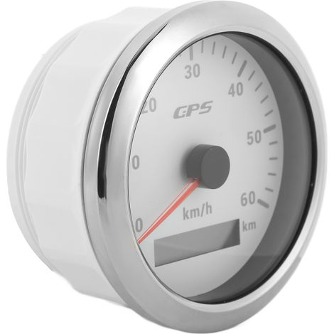Compteur GPS 85mm 0-60km/h avec Écran LCD Rétroéclairage Réglable, Indicateur de Vitesse et Odomètre pour Voiture Bateau 9-32V DC Blanc (1/5)