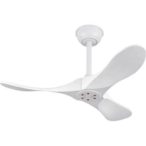 Ventilatore da soffitto bianco da 36 pollici con 3 pale in legno, senza luce, con telecomando (1/5)