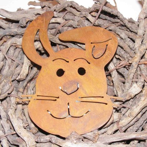 Lapin de Pâques Décoratif en Métal Effet Rouille Patine pour Jardin et Intérieur - PANGIVO