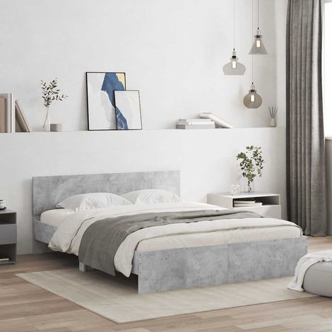 Cadre de lit sans matelas gris béton 140x190 cm (1/5)