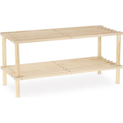Zapatero abierto estrecho 93 x 30 x 60 cm para 4 pares práctico estilo natural en madera clara 130010781 (1/4)
