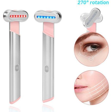 Appareil Anti Rides Soin Yeux, Massage Visage Apparei EMS 12000 Vibrations/Min avec Chauffage 42℃ et Tête Rotative à 270°(Argent) (1/5)