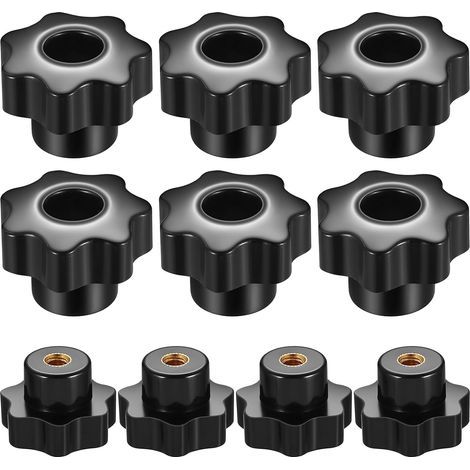 10 - Manopola di serraggio - Dado a stella - Filettatura interna M6 - Per macchine utensili e attrezzature industriali - Nero - 32x6mm (1/5)