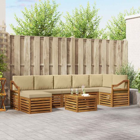 vidaXL Outdoor-Sofagarnitur 8 pcs Natur und Beige Massivholz Akazie (1/5)