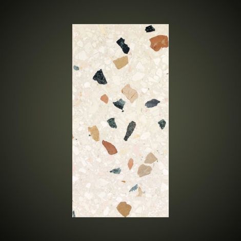 Véritable Carreau Terrazzo beige inclusions multicolores 543/3 60x30 cm boîte de 0.72m2 Satiné - Gioia Materia