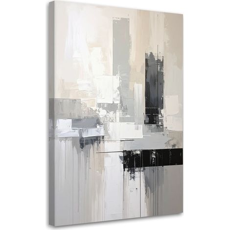 Impression sur Toile, Abstraction beige et grise,20x30 (1/4)