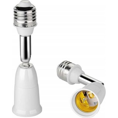 Lot de 2 adaptateurs d'extension de douille d'ampoule E26/E27 à 180 degrés, culot E26/E27 à E26/E27 à base moyenne réglable (1/4)