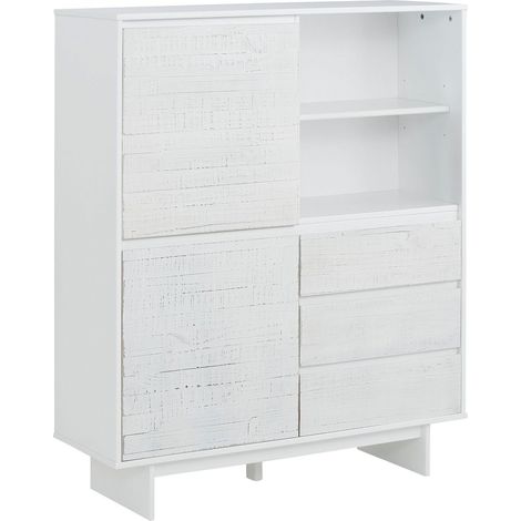 Morgan-Armoire avec 2 portes et 3 tiroirs en pin blanc (1/5)
