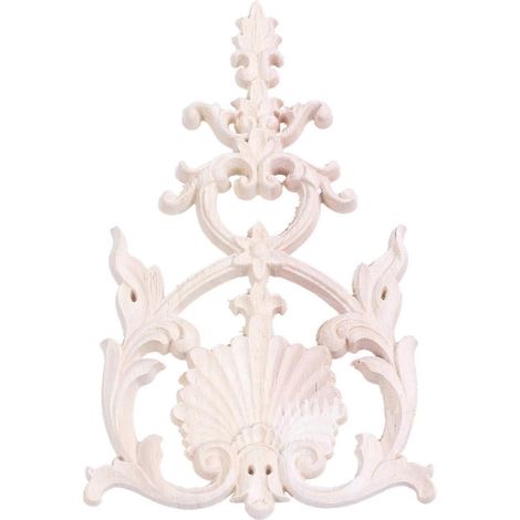 1X Applique sculptée en bois d'hévéa, style vintage, pour mobilier et décoration artisanale 1 jn (1/5)