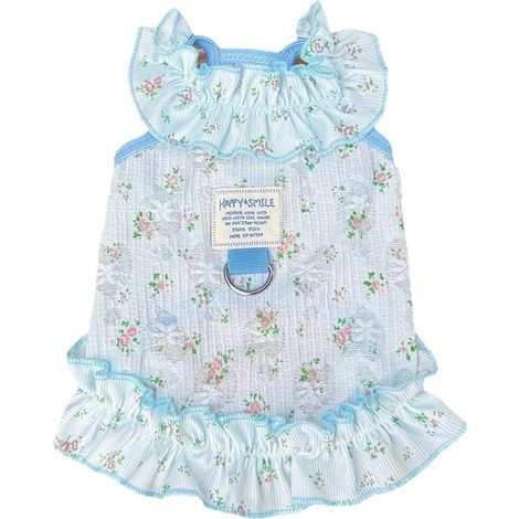 Sommerkleid mit zarten, durchbrochenen Strumpfbändern im Prinzessinnenstil, Kleidung für Hunde und Katzen, atmungsaktive und erfrischende Sandalen (himmelblau, Größe M, Referenz 5-8)