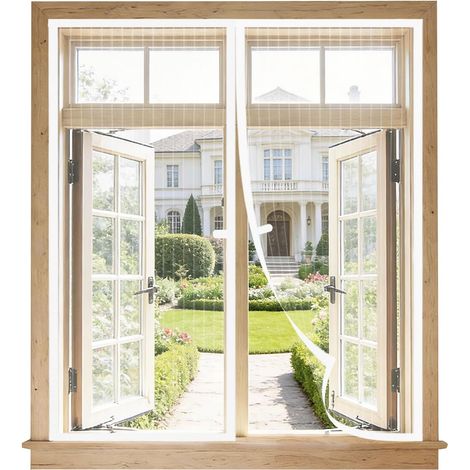 Moustiquaire Fenêtre Magnétique 140x150cm, Fermeture Automatique, Maille Ultra Fine Sans Perçage, Aimanté pour Fenêtres, Portes de Balcon et Baies Vitrées, Installation Facile, Blanc (1/5)