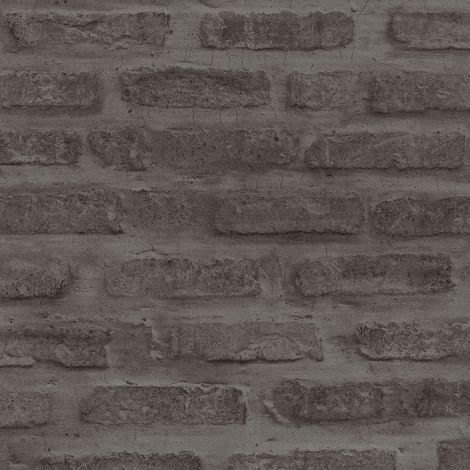 BRICOFLOR Papier peint brique anthracite | Papier peint industriel moderne | Papier peint chambre & séjour | Papier peint effet brique intissé - 10,05 x 0,53 m (1/5)