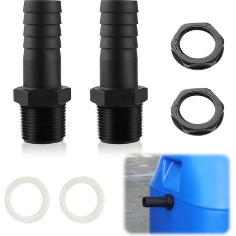 Trop-Plein Cuve Eau, Lot de 2 Trop Plein Embout Droit Cannelé 25mm Raccords de Trop-Plein pour Tuyau de Trop-Plein avec écrou et Rondelle (1/5)