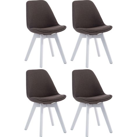 Set de 4 Sillas Borneo para comedor en tela Gris oscuro Blanco (1/5)