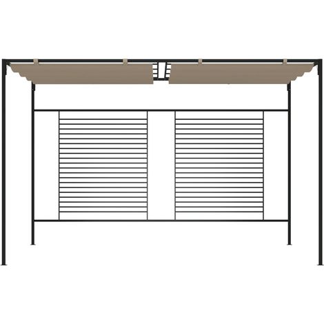 Belvédère avec auvent rétractable 3x4x2,3 m Taupe 180 g/m²