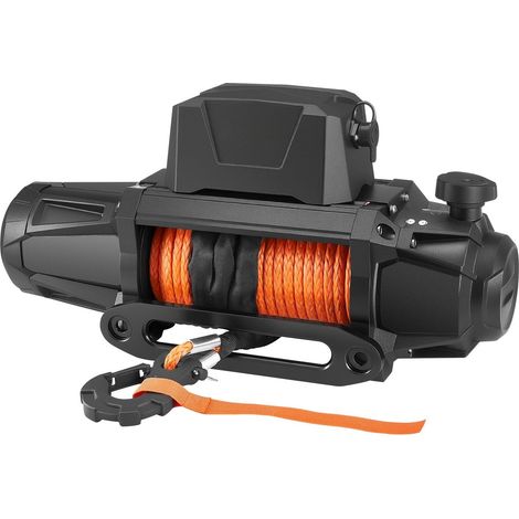 Treuil électrique, capacité de charge de 6100 kg, 12 V CC, pour camions, avec câble synthétique de 9,5 mm x 28 m, télécommande sans fil et filaire, étanche IP67, idéal pour le remorquage de SUV, Jeep, (1/5)