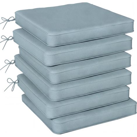 Outsunny Set of 6 Chair Cushion Seat Pads Dining Chair w/ Straps  Light Grey