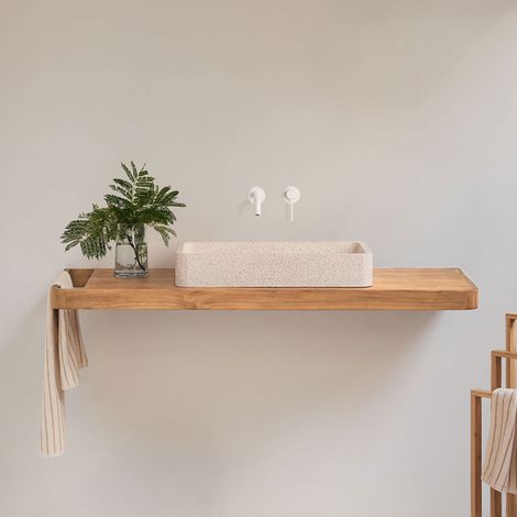Ensemble meuble de salle de bain suspendu 130x45 cm en bois de teck Neill SKLUM