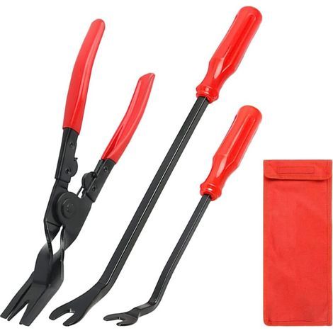 Herramienta para quitar remaches de coche: herramienta de 3 piezas para quitar molduras de puertas, herramienta para quitar clavos, herramienta para aflojar paneles de puertas de coche, salpicadero, e (1/5)