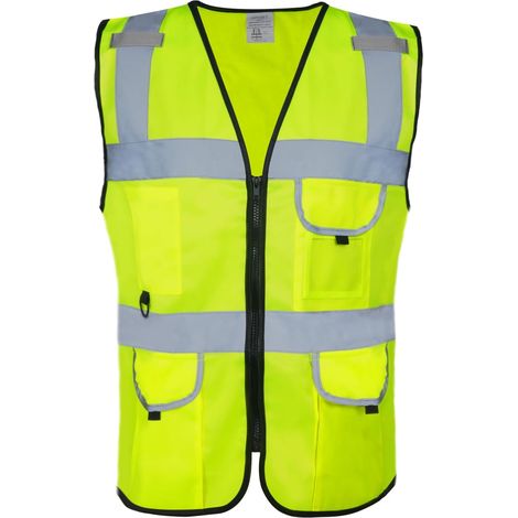 Gilet de sécurité pour homme et femme - Haute visibilité - Avec fermeture éclair - Gilet de travail réfléchissant (1/5)