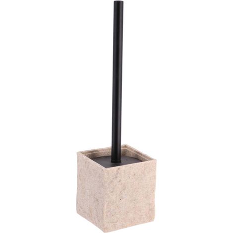 Eckige polyresin-wc-bürste mit steineffekt und mattschwarzem stiel - natürlich - Tendance