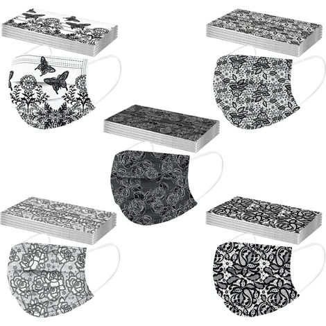 Deux pièces adulte Non tissé 3 couches masque dentelle motif imprimé masques 100 pièces pour la course à pied randonnée adapté pour hommes femmes adolescents (1/2)