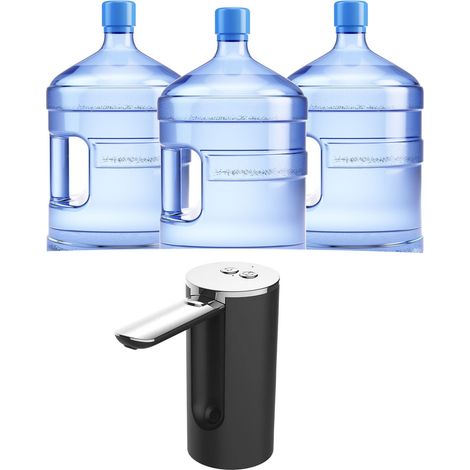 Distributeur d'eau électrique rechargeable, pliable et automatique, finition argentée, pour la maison (noir). (1/5)