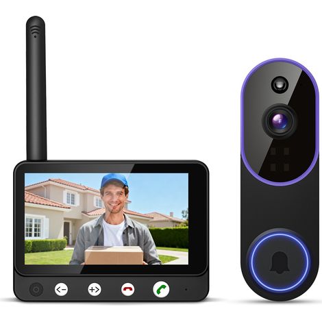 Sonnette Vidéo Connectée 1080p avec Récepteur Intérieur, Détection Humaine IA, Audio Bidirectionnel, Vision Nocturne, Wi-Fi 2,4 GHz (1/5)