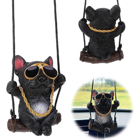 Pendentif Bouledogue français, Décoration pour rétroviseur de voiture, Pendentif humoristique pour rétroviseur de voiture (1/5)