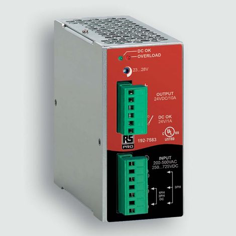 Alimentation pour rail DIN RS PRO, 24V 10A, 200 500V c.a. ( Prix pour 1 )