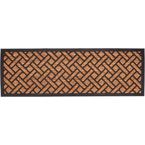 Paillasson tissé en fibre coco et caoutchouc – Noir/Beige – Rectangulaire L 120 x l 40 cm – Pour intérieur et extérieur – Best For Boots (1/6)
