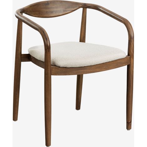 Pack de 4 Sillas de Comedor en Madera de Acacia y tela bouclé Mallory SKLUM