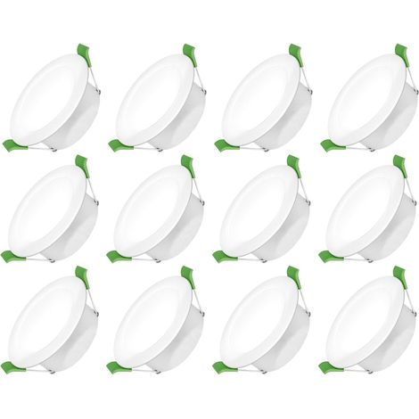 Spot Led Encastrable Salle de Bain,Spots LED 230V, 7W Trou Φ 65-75mm, IP44, Dimmable, Spot Led Encastrable Extra Plat, Blanc Chaud 3000K Blanc Neutre 4000K Blanc Froid 6500K, Lot de 12
