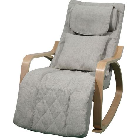 Massagesessel Schaukelstuhl mit Wärmefunktion, 3-Zonen-Massage, verstellbar, 150kg, Beige (1/5)