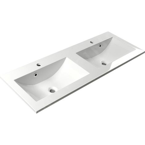 Sapho Yukon - Lavabo double sur plan, 1200x450 mm, avec 2 trous pour les mitigeurs, blanc YU120 (1/5)
