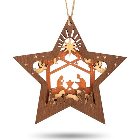 Ensemble de 2 : décorations de Noël, boule de Noël en bois, sapin de Noël en forme d’étoile et souvenirs. (1/5)