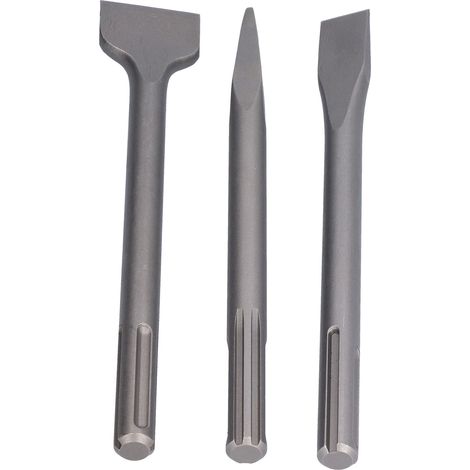 3 Burins en Acier Carbone pour Démolition de Carrelage et Béton, avec 5 Poignées pour Marteau Rotatif