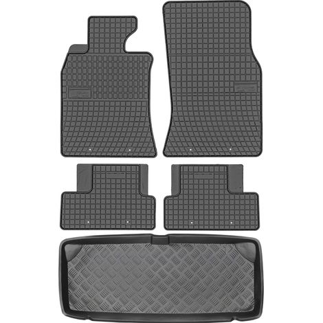 Mini One I / One II Hatchback de 2001-2013 SET - Alfombrillas de goma para coche + alfombrilla para maletero