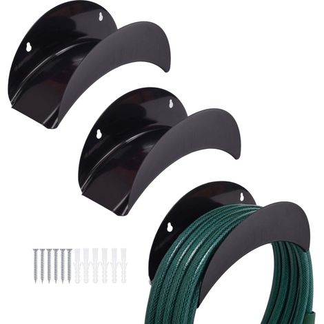 Supporti per tubo flessibile in ferro resistenti alle intemperie, set da 3, neri (1/5)