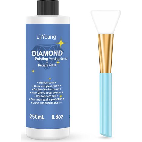 Scellant pour peinture diamant 250 ml avec pinceau en silicone, accessoires de colle diamant 5D pour peinture diamant et puzzles (1/5)