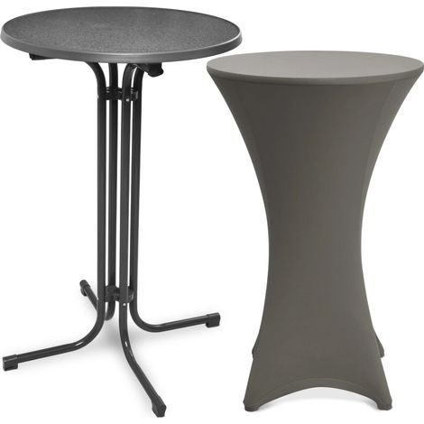 Outdoor Stehtisch Bellini, klappbar, Ø70cm, Anthrazit, mit Husse