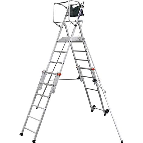 Scaletta telescopica da 6 a 9 gradini - Alt. max. di lavoro 4.30m - PIRL-TREX9-SCOP