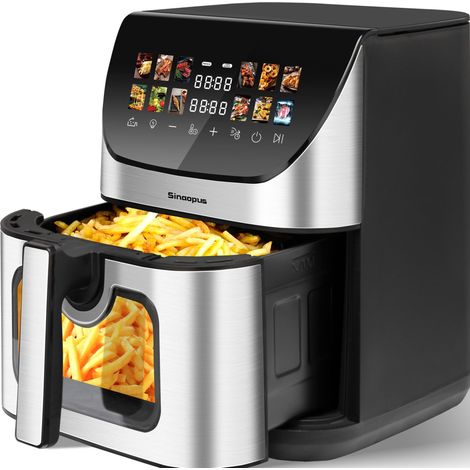 Freidora sin aceite XXL 8,5 L con ventana, pantalla táctil a color, 12 programas, negra OKMYHOME (1/5)